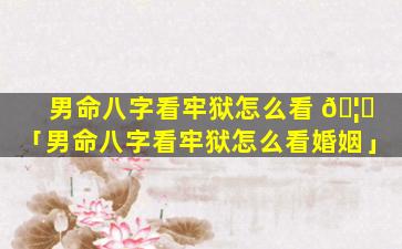 男命八字看牢狱怎么看 🦅 「男命八字看牢狱怎么看婚姻」